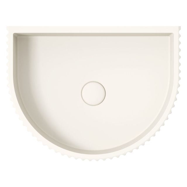 Fienza Valentina Concrete Fluted Arch Wall Basin 465 x 360 x 119mm Warm White