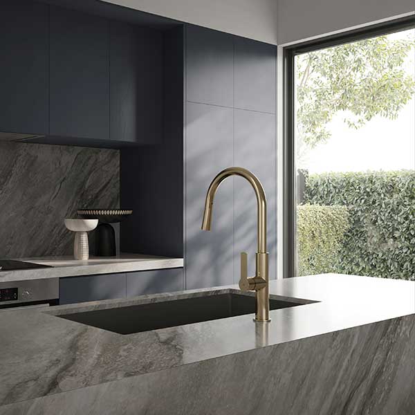 Greens Astro II Pull-Down Sink Mixer Brushed Brass