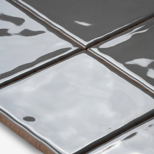 Grey Luca Hand Made Gloss Tile 100 x 100 x 8mm