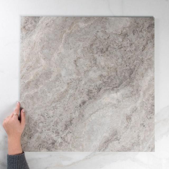Grey Valerie Travertine Look Tile P4 Tech Grip Porcelain 600 x 600 - The Blue Space