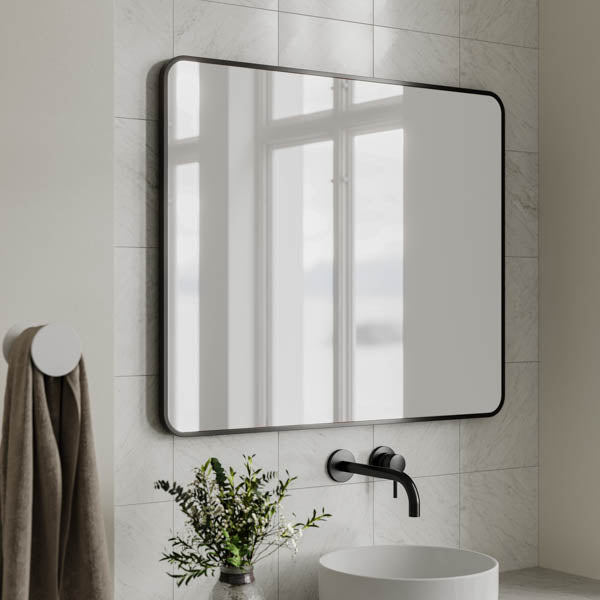INGLM7590-MB | Ingrain 750mm by 900mm Rectangular Mirror with Matt Black Aluminium Frame