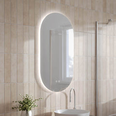 Ingrain Pill Shaped Frameless Backlit LED Mirror 500mm by 900mm