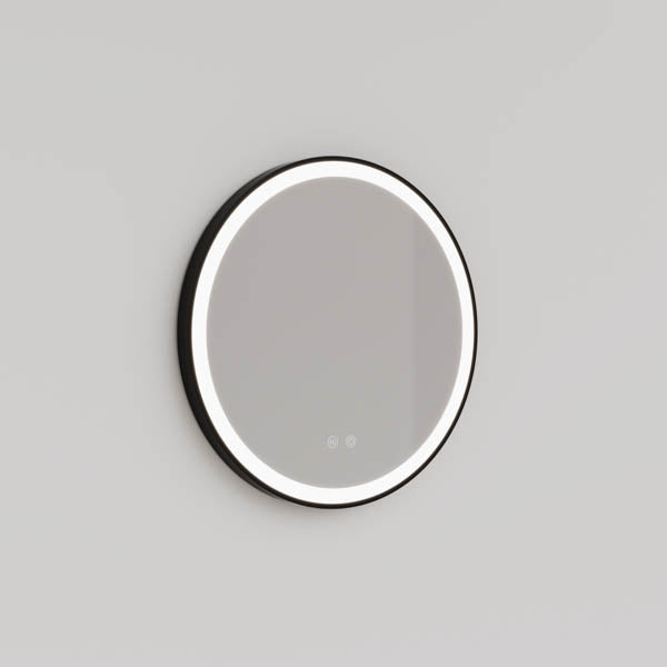 Ingrain Round Matte Black Framed Frontlit LED Mirror