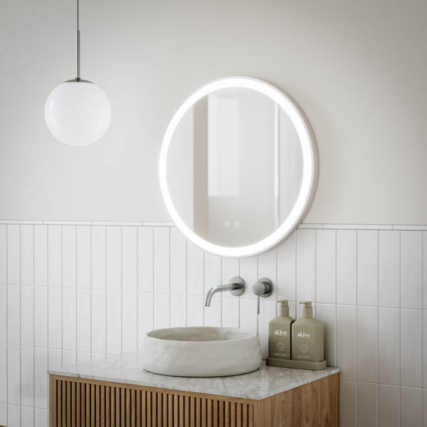 Ingrain Round Brushed Nickel Framed Frontlit LED Mirror