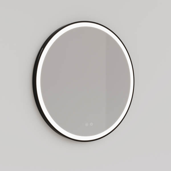 Ingrain Round Matte Black Framed Frontlit LED Mirror