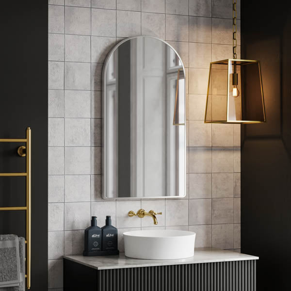 INLAM5090-BN |  Ingrain 500mm by 900mm Arch Shaped Mirror with Brushed Nickel Frame