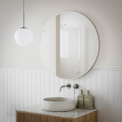 Ingrain Round Brushed Nickel Framed Mirror 800mm