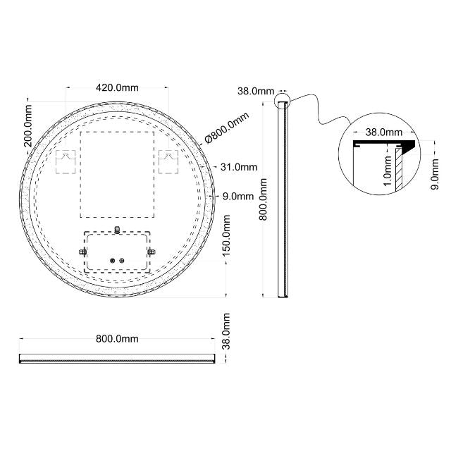 Ingrain Round Brushed Gold Framed Frontlit LED Mirror