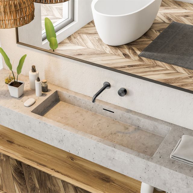 Nero Kara Progressive Wall Basin/Bath Set 120mm Gun Metal