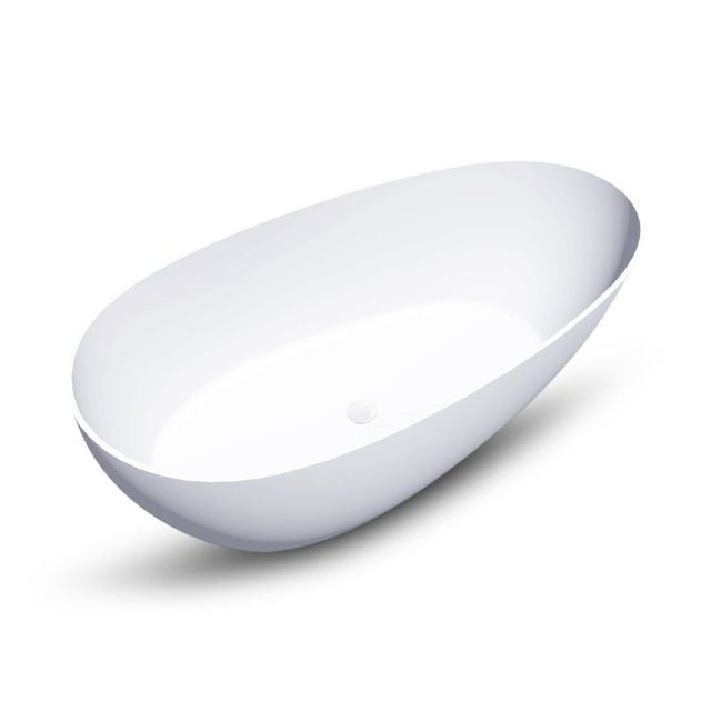 Kaskade Alice Freestanding Egg-Shaped Stone Bath Matte White