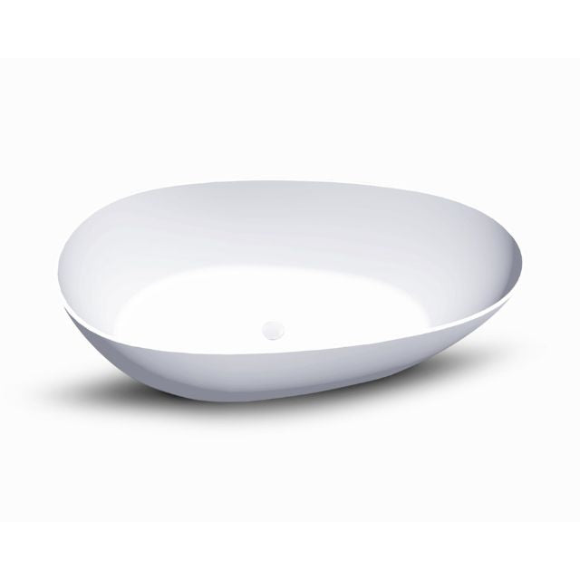 Kaskade Alice Freestanding Egg-Shaped Stone Bath Matte White