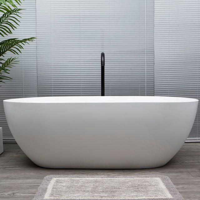 Kaskade Lucia Freestanding Stone Bath Matte White 1600mm