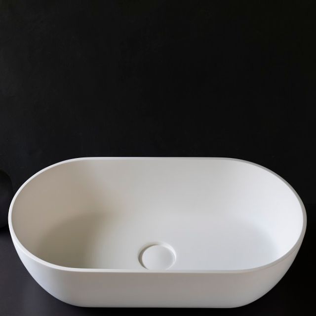 Kaskade Lucia Oval Above Counter Stone Basin 600mm