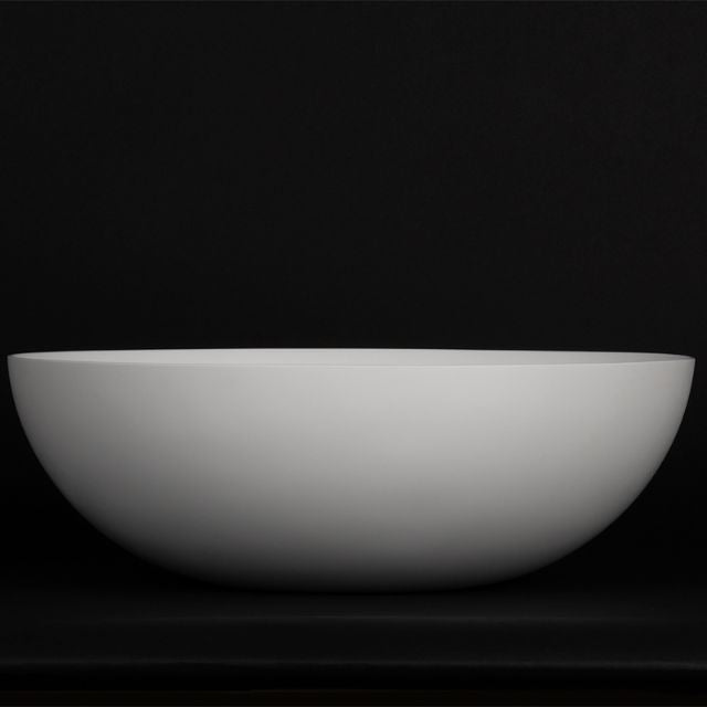 Kaskade Round Stone Above Counter Basin 350mm Matte White