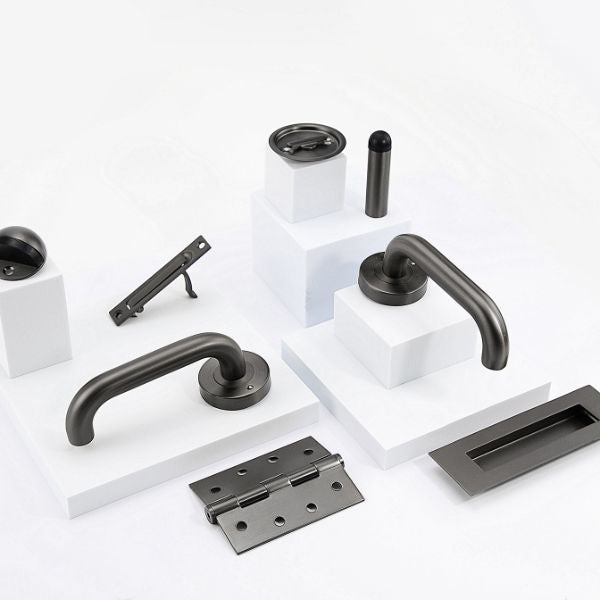 Lockwood Vivid V2 Passage Lever Door Handle Set Round Rose Gunmetal