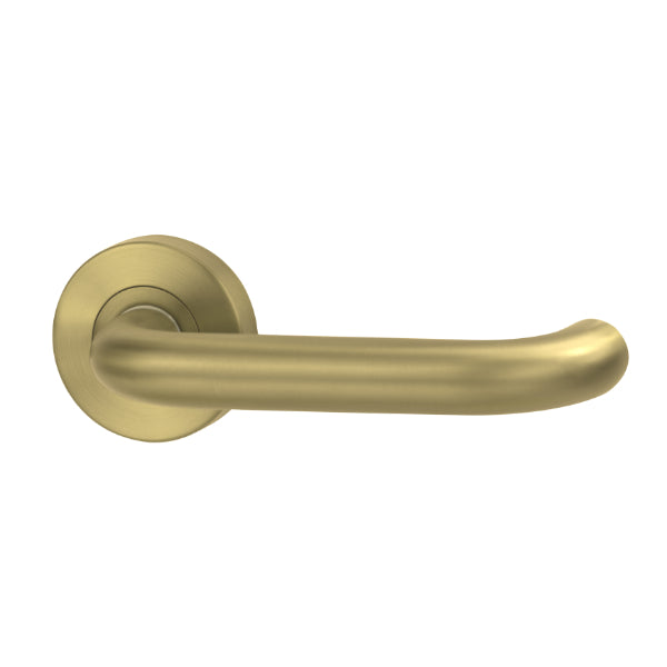 Lockwood Vivid V2 Passage Lever Door Handle Set Round Rose Satin Brass
