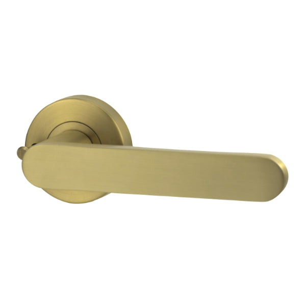 Lockwood Vivid V3 Privacy Lever Door Handle Set Round Rose Satin Brass