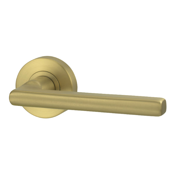 Lockwood Vivid V4 Dummy Lever Handle Round Rose Satin Brass | The Blue Space