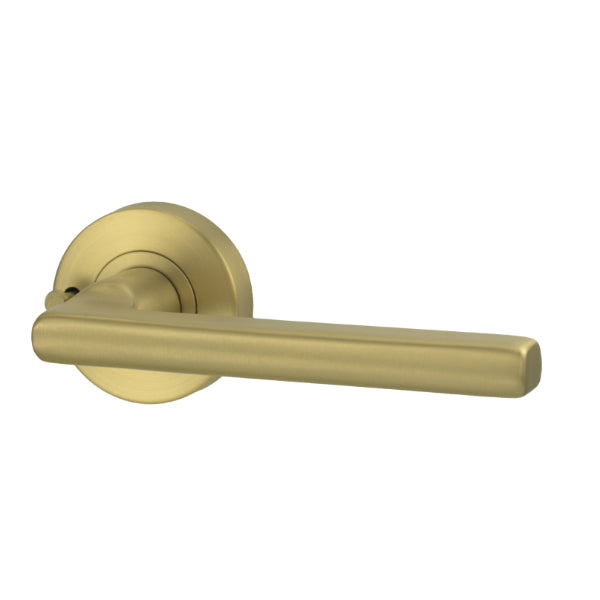 Lockwood Vivid V4 Privacy Lever Door Handle Set Round Rose Satin Brass
