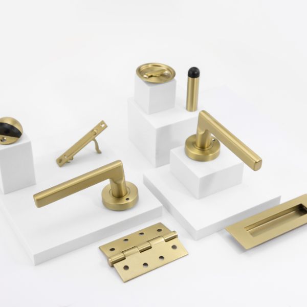 Lockwood Vivid V4 Dummy Lever Door Handle Round Rose Satin Brass