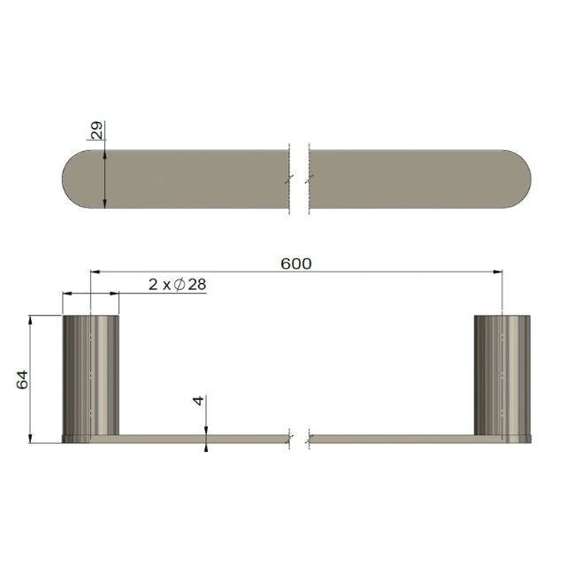 Meir Curvaé Single Towel Rail 600mm Chrome
