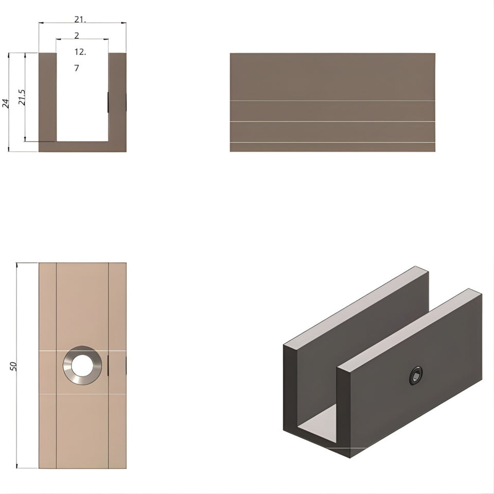 Meir Glass Fixing U Bracket Brushed Nickel
