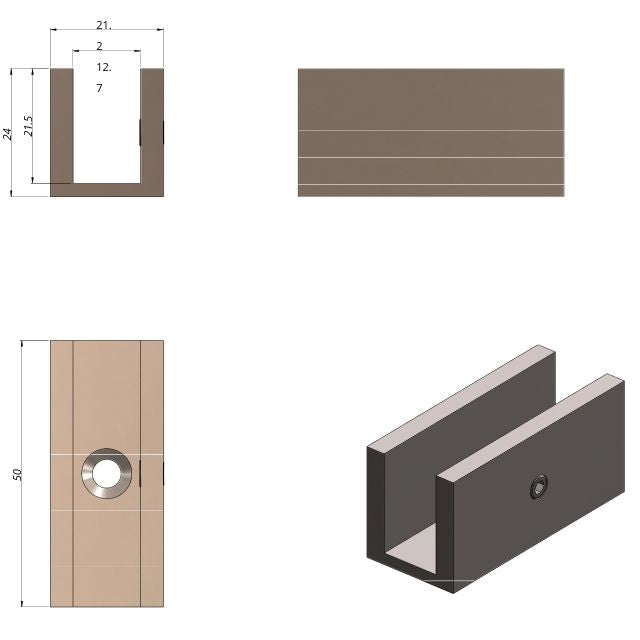 Meir Glass Fixing U Bracket Shadow