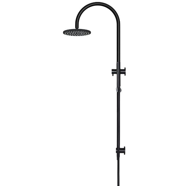 Meir Gooseneck Shower Set with 200mm rose, Single-Function Hand Shower Matte Black