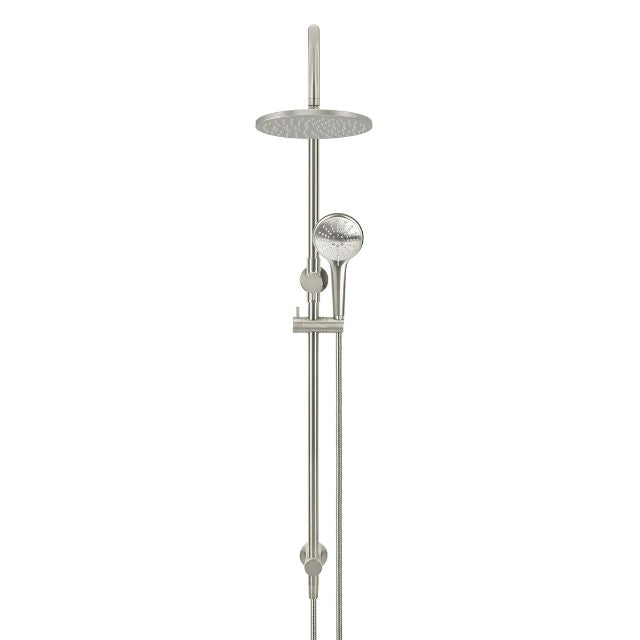 Meir Gooseneck Shower Set with 200mm Rose, Three-Function Hand Shower Brushed Nickel