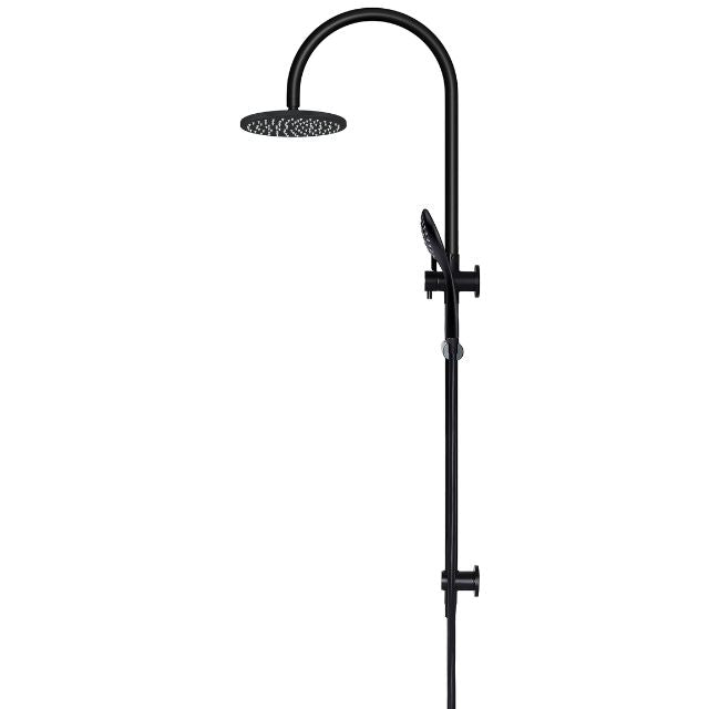 Meir Gooseneck Shower Set with 200mm Rose, Three-Function Hand Shower Matte Black