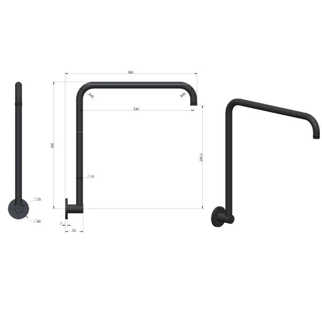Meir High Rise Shower Arm - Matte Black