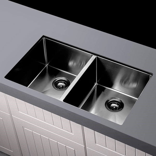 Meir Double Bowl PVD Kitchen Sink 760mm - Gunmetal Black