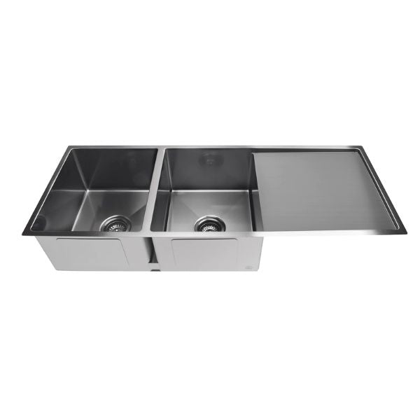 Meir Double Bowl with Drainer Kitchen Sink 1160mm - Brushed Gunmetal