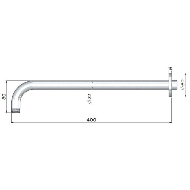 Meir Outdoor 400mm Shower Arm 316 Stainless Steel