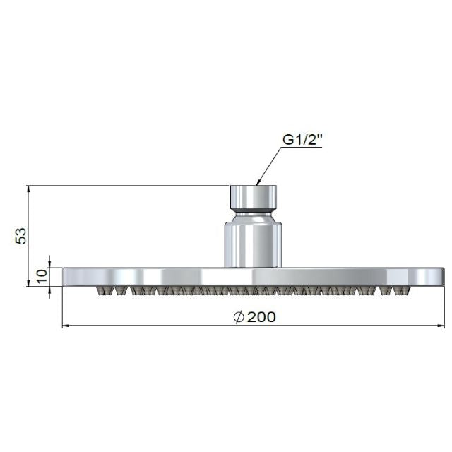 Meir Outdoor Round 200mm Shower Rose 316 Stainless Steel