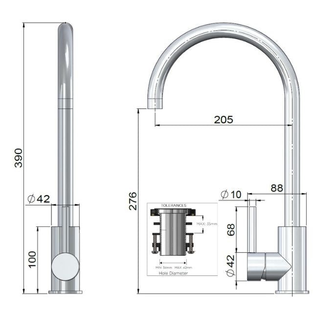 Meir Outdoor Round Kitchen Mixer Stainless Steel