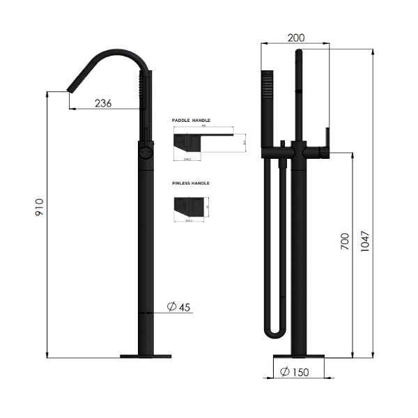 Meir Paddle Round Freestanding Bath Spout and Hand Shower Lustre Bronze