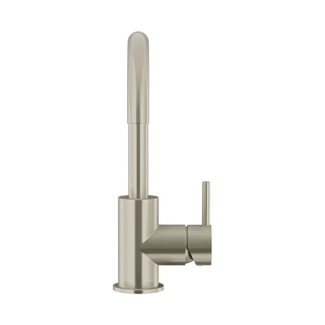 Meir Round Gooseneck Basin Mixer with Cold Start Brushed Nickel