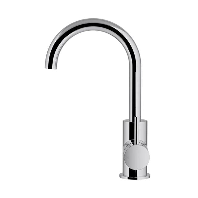 Meir Round Gooseneck Basin Mixer with Cold Start Chrome
