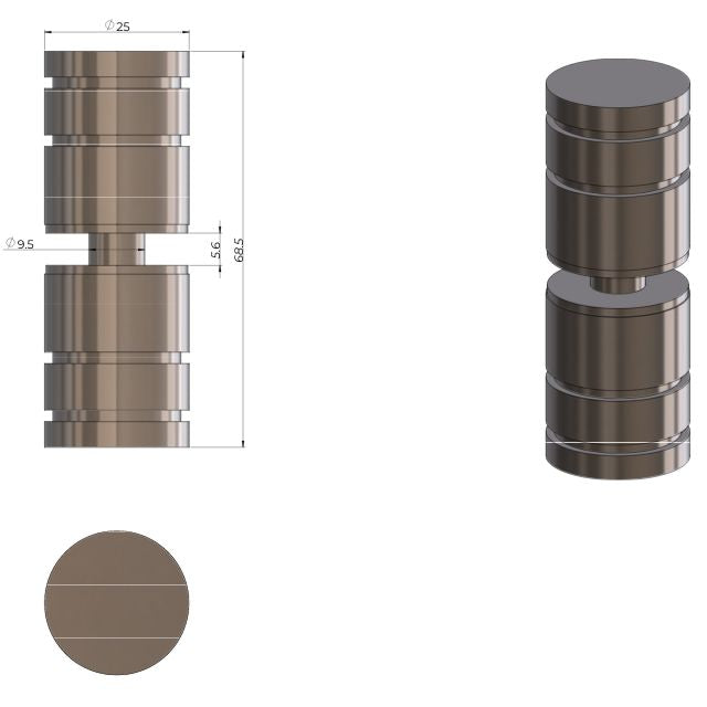 Meir Shower Door Round Handle Brushed Nickel