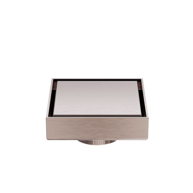Nero 100mm Square Tile Insert Floor Waste 50mm Outlet Brushed Bronze NRFW006BZ - The Blue Space