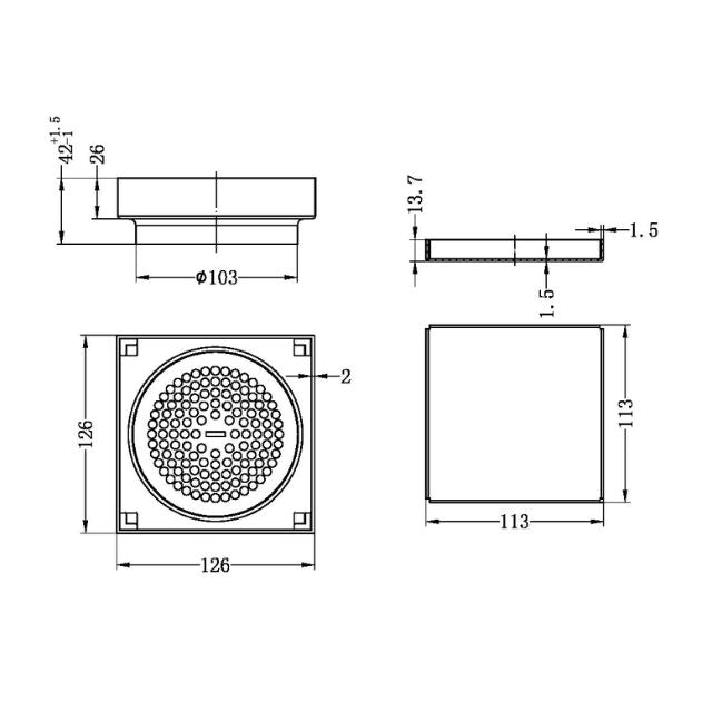 Nero 130mm Square Tile Insert Floor Waste 100mm Outlet Matte Black
