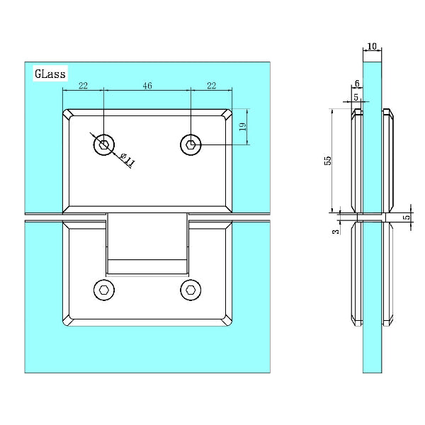 Nero 180 Degree Glass to Glass Shower Hinge Gunmetal