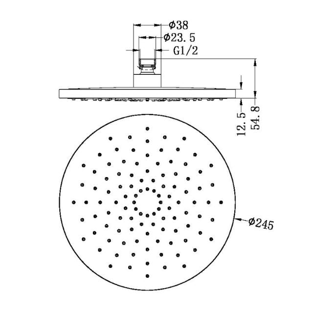 Nero 250mm ABS Round Shower Head Chrome