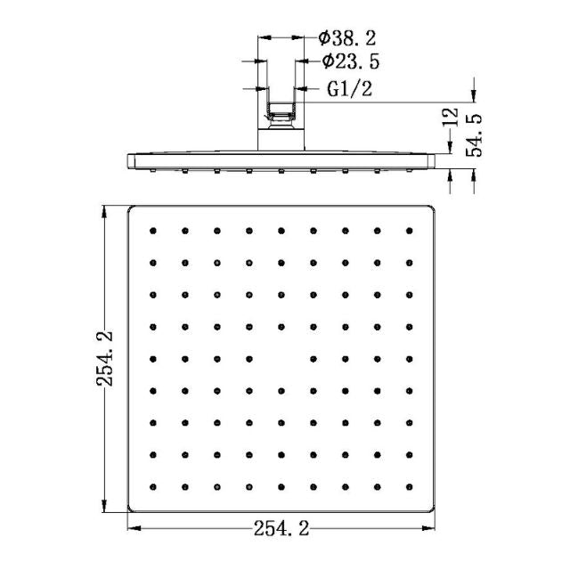 Nero 250mm ABS Square Shower Head Chrome