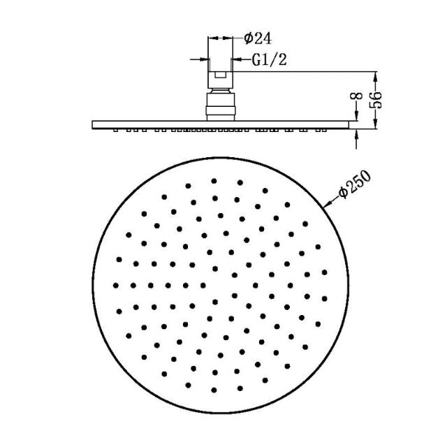 Nero 250mm Round Shower Head Matte Black