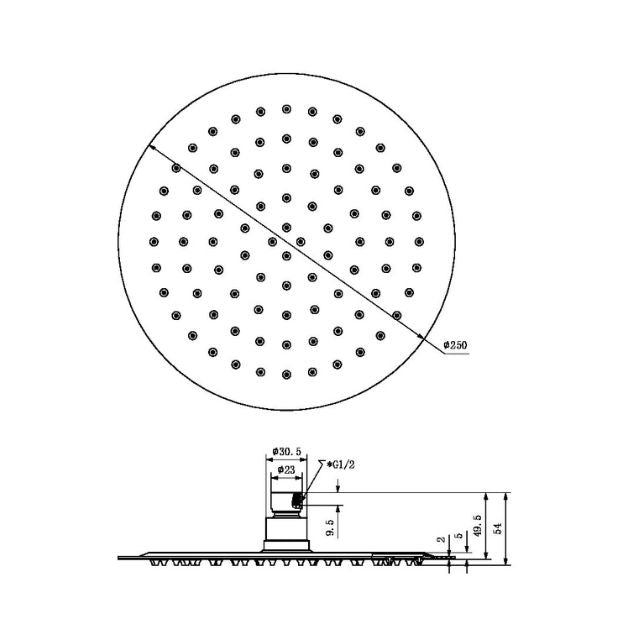 Nero 250mm Round Stainless Steel Shower Head Chrome