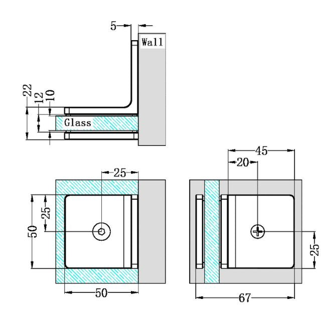 Nero 90 Degree Glass to Wall Bracket 10mm Glass Gun Metal