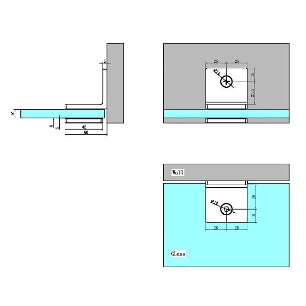 Nero 90 Degree Glass to Wall Bracket Gunmetal