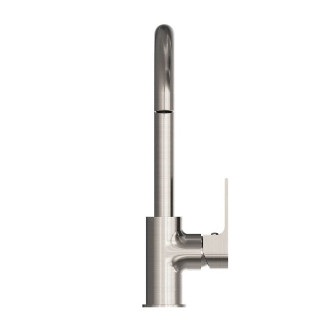 Nero Bianca Kitchen Mixer Gooseneck Spout Brushed Nickel